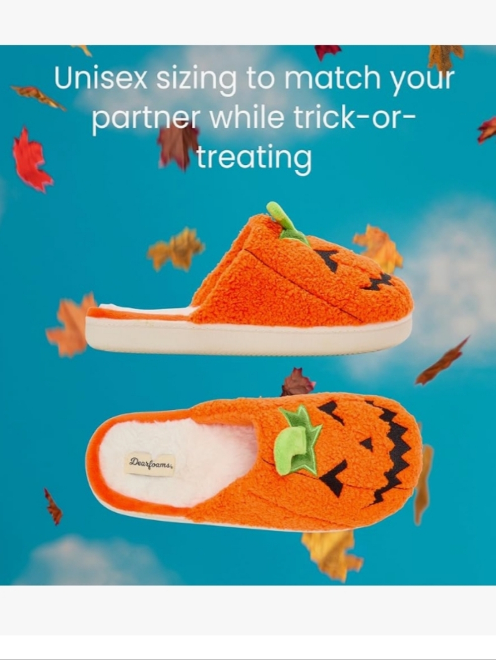 Dearfoams Memory Foam Orange Pumpkin Slip-On Slippers Size 9/10 NWT - Picture 3 of 7